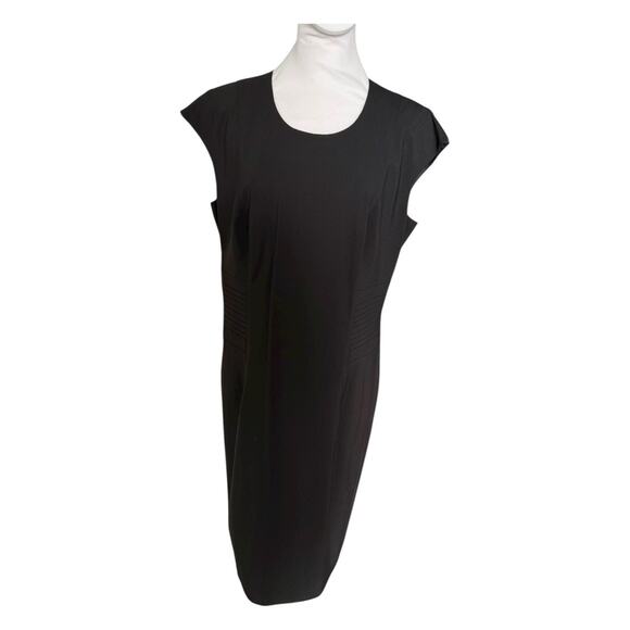 Boss Hugo Boss Womens Cap Sleeve Side Panel Sheath Dress Black Size 12 Office - Picture 10 of 16